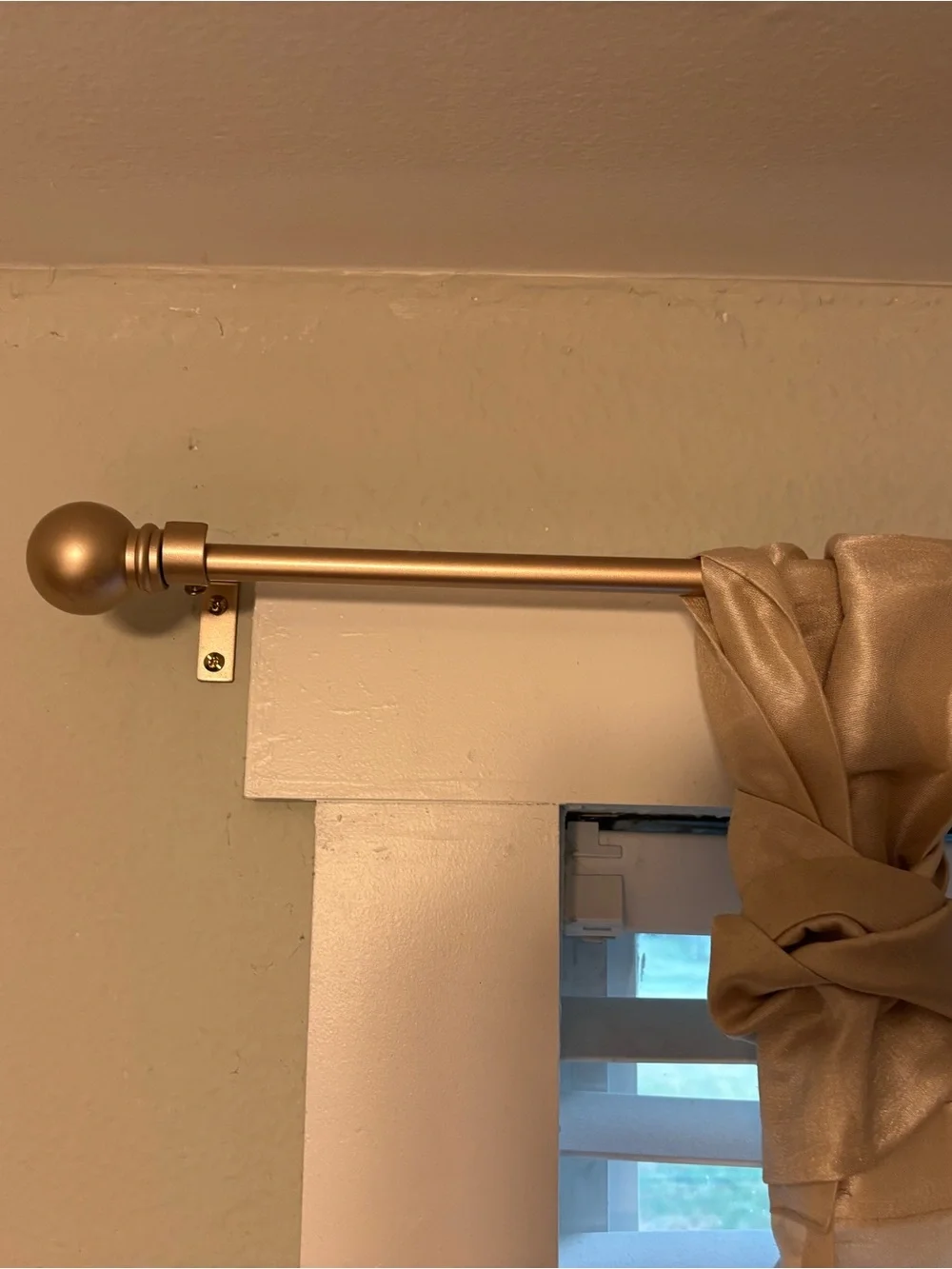 Elegant Gold Window Valance with Beaded Trim - Brand Unspecified